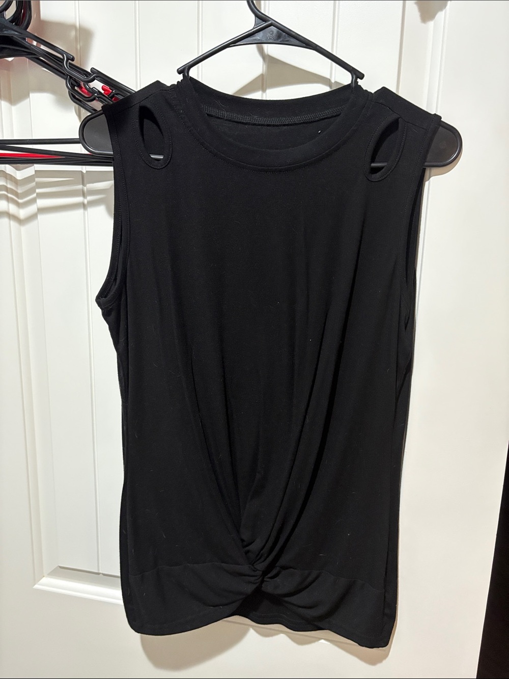 Women’s Black Twist-Front Sleeveless Top